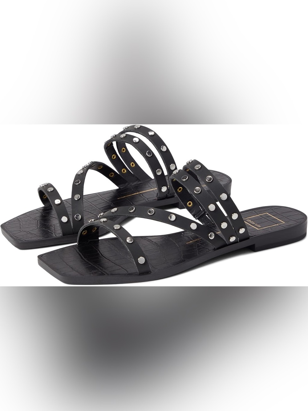 Dolce Vita ibbie Black Studded Multi-Strap Slide Sandals